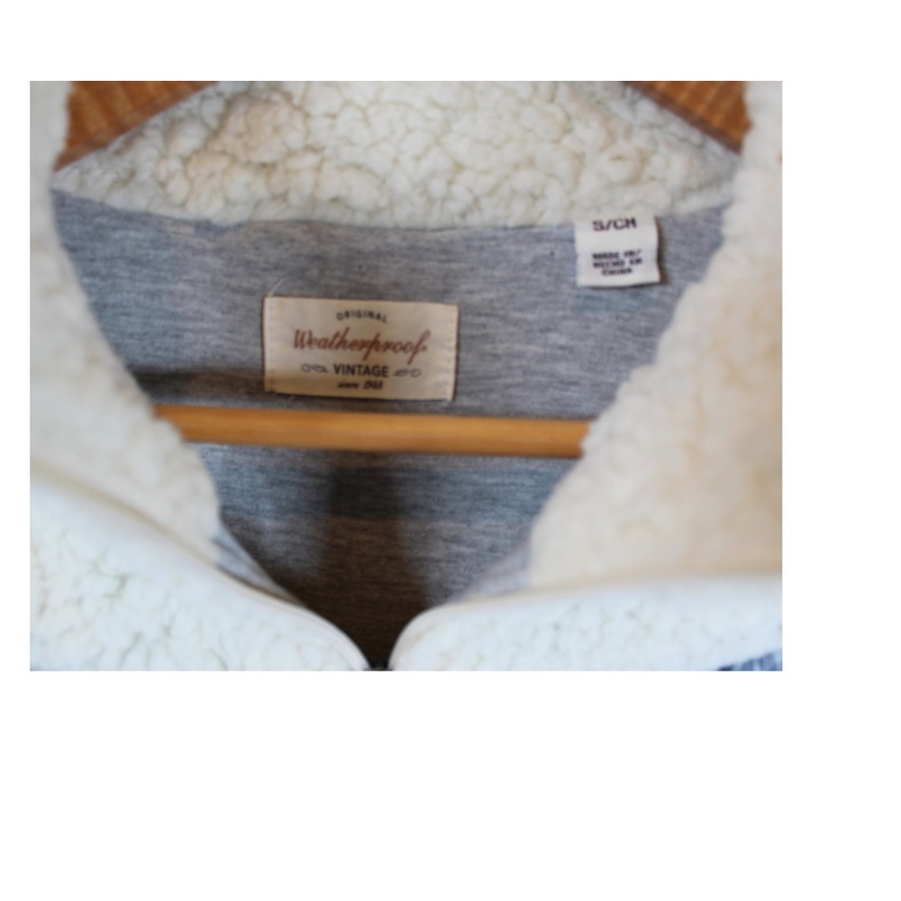 Weatherproof 1/4 Zip  Womens S Cozy Pullover Faux Sherpa Cream Blue Gray Chevron - Picture 4 of 4